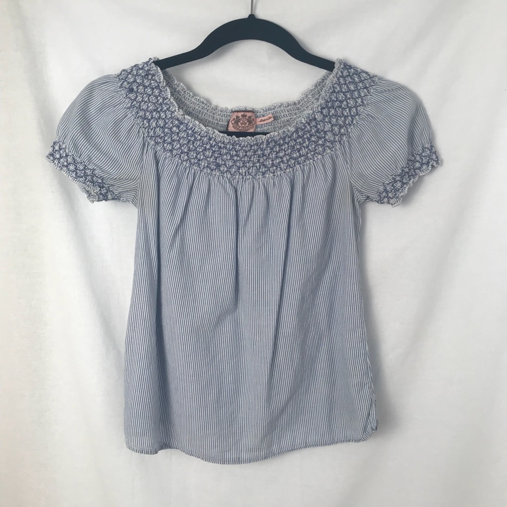 Juicy Couture Blue and White Pinstripe Shirt